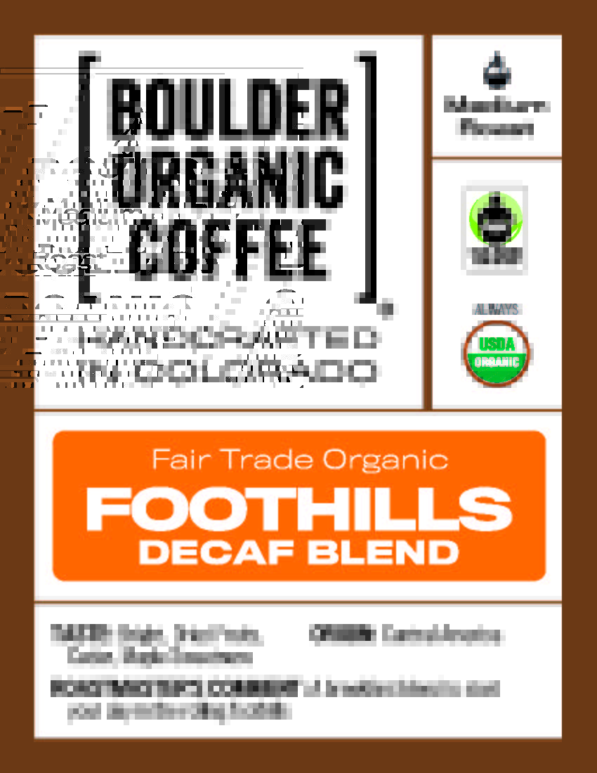 pack of Boulder Organic Decaf Foothills Blend